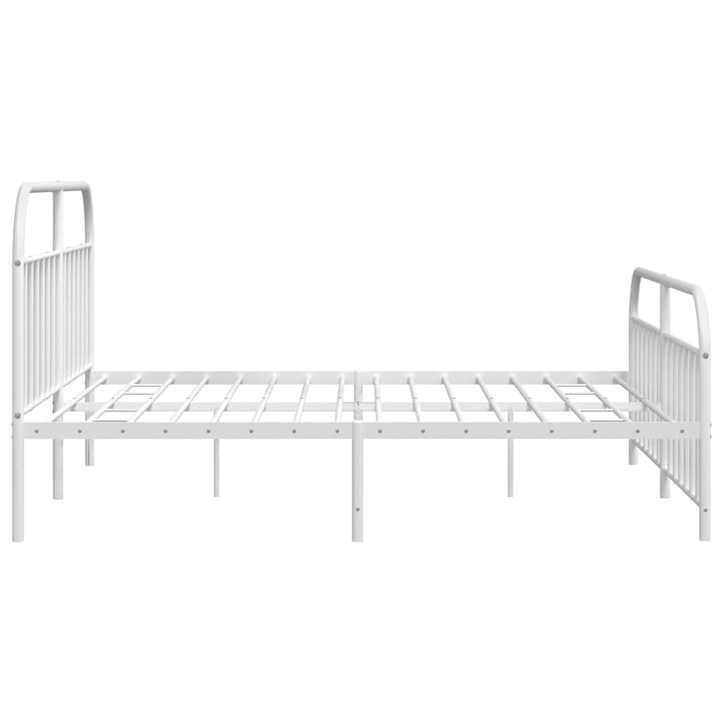 vidaXL Metal Bed Frame without Mattress with Footboard White 193x203cm