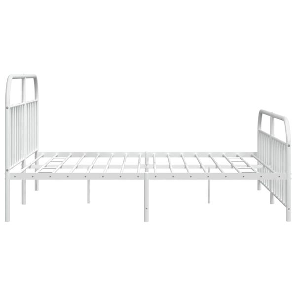 vidaXL Metal Bed Frame without Mattress with Footboard White 193x203cm