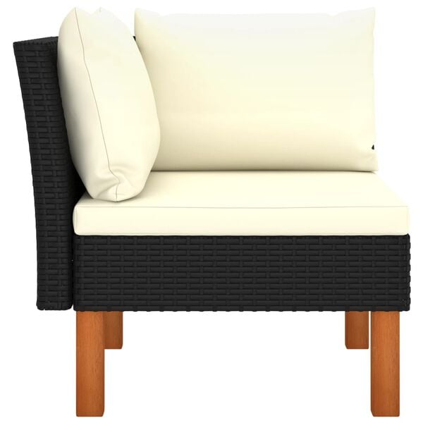 vidaXL Corner Sofas 2 pcs Poly Rattan and Solid Eucalyptus Wood
