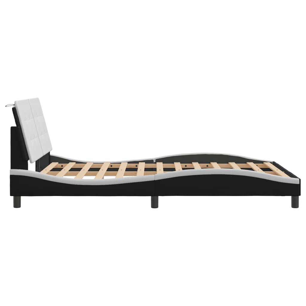 vidaXL Bed Frame without Mattress Black and White 137x190 cm Faux Leather