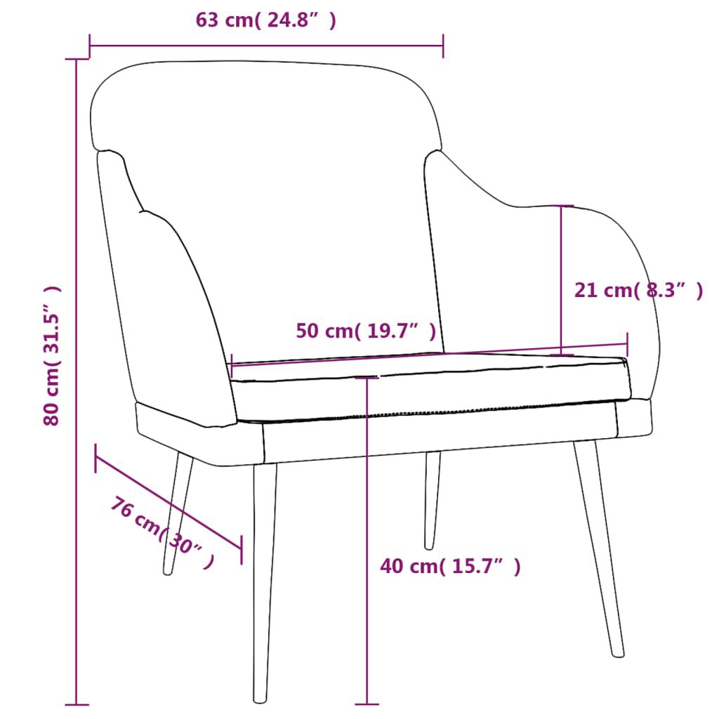 vidaXL Armchair Light Grey 63x76x80 cm Velvet
