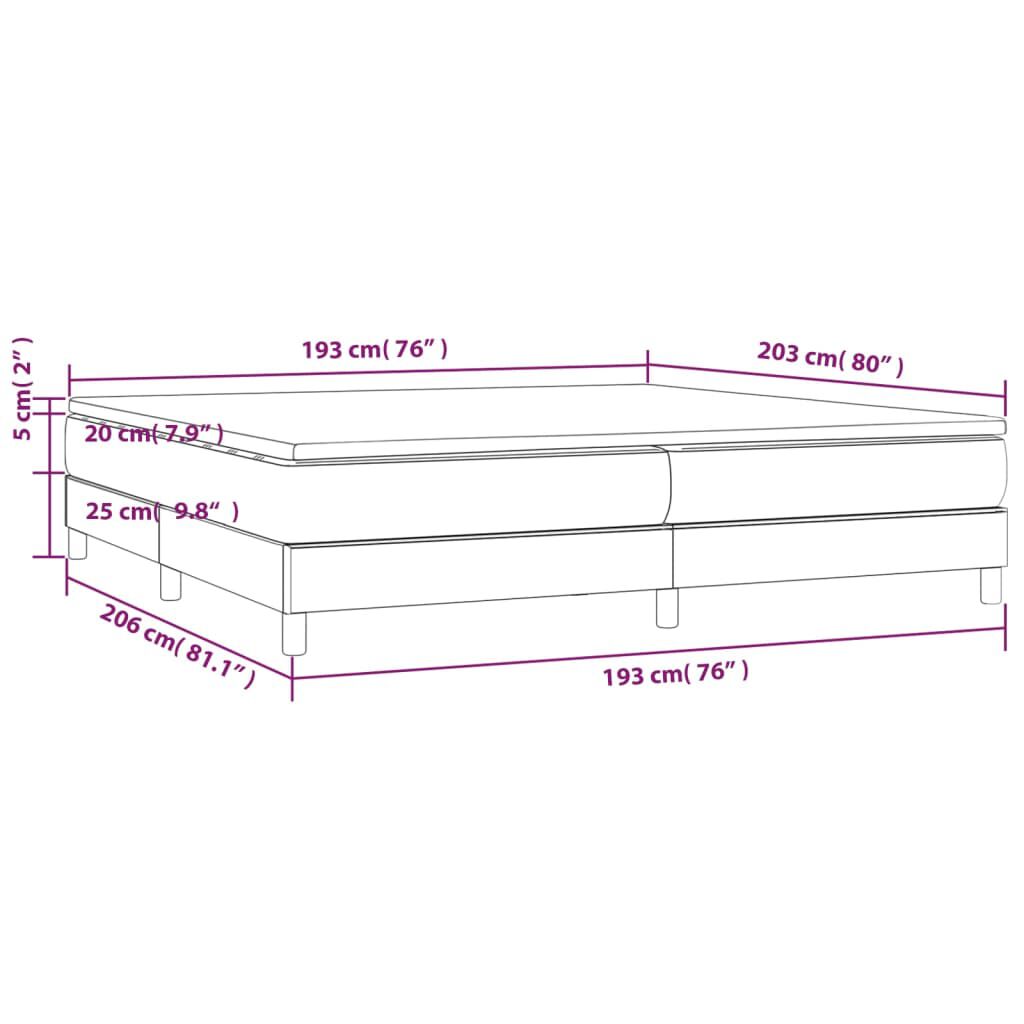 vidaXL Box Spring Bed with Mattress Dark Grey 193x203 cm King Fabric
