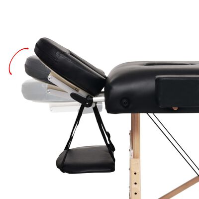 vidaXL 3-Zone Folding Massage Table 10 cm Thick Black