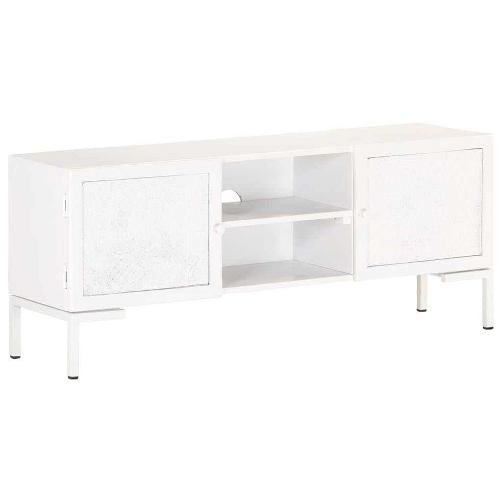 vidaXL TV Cabinet White 115x30x46 cm Solid Mango Wood