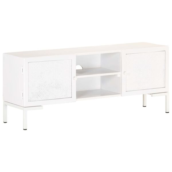 vidaXL TV Cabinet White 115x30x46 cm Solid Mango Wood
