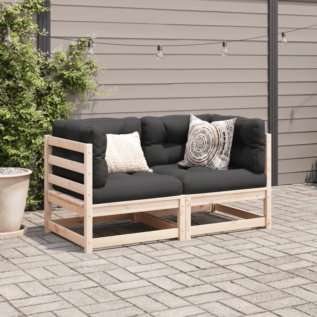 vidaXL 2 Piece Garden Sofa Set with Cushions Solid Wood Pine
