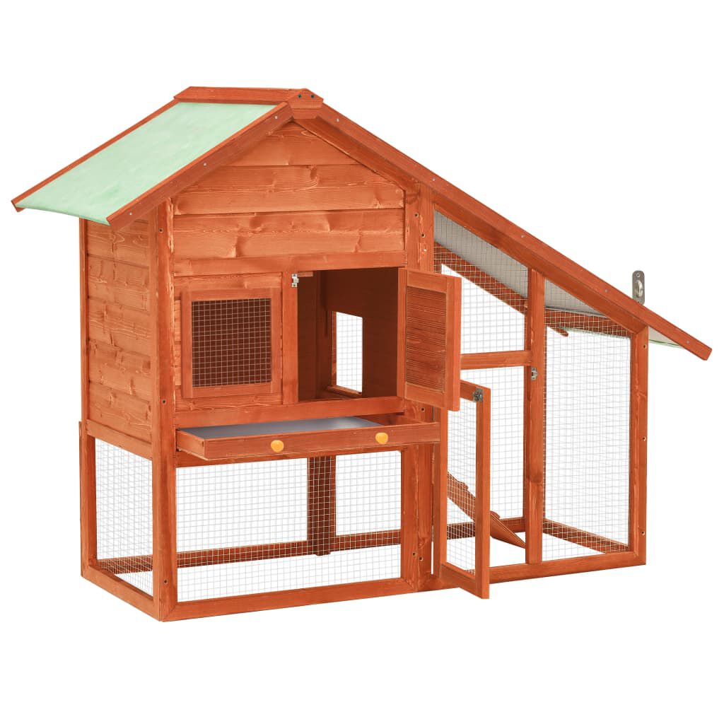 vidaXL Rabbit Hutch 140x63x120 cm Solid Firwood