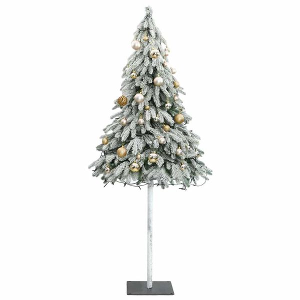 vidaXL Artificial Christmas Tree 150 LEDs&Ball Set&Flocked Snow 150 cm