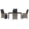 vidaXL Garden Dining Set with Cushion 5 pcs Grey Poly Rattan