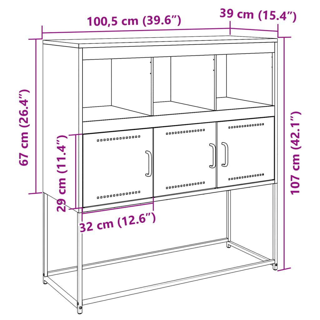 vidaXL Sideboard Black 100.5x39x107 cm Steel