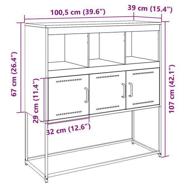 vidaXL Sideboard Black 100.5x39x107 cm Steel