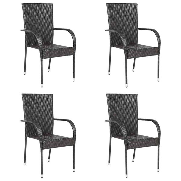 vidaXL Stackable Outdoor Chairs 4 pcs Poly Rattan Brown