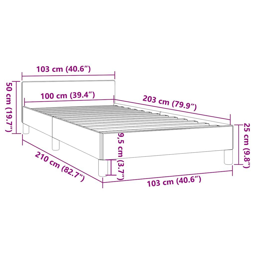 vidaXL Bed Frame without Mattress Black Twin XL Faux Leather