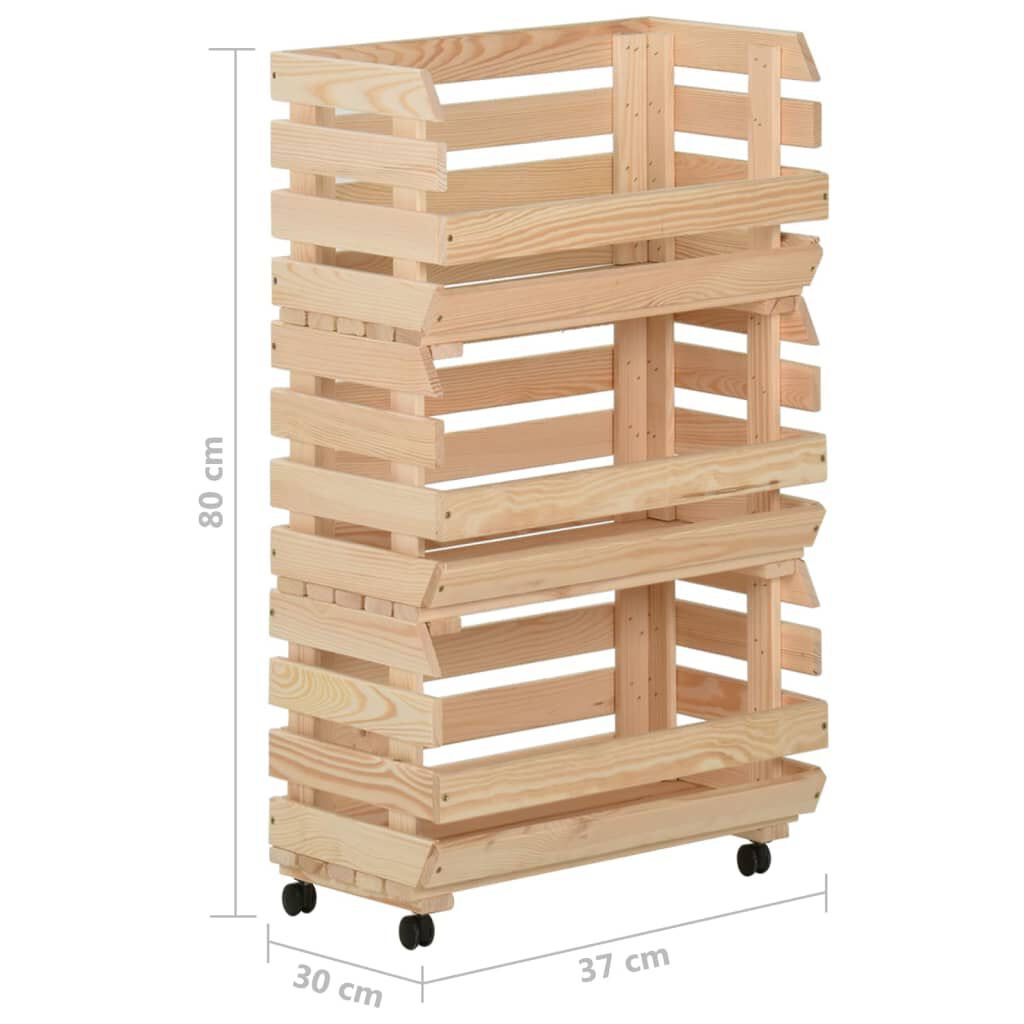 vidaXL Vegetable Trolley 37x30x80 cm Solid Pinewood