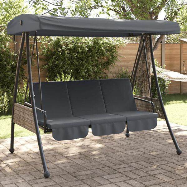 vidaXL Garden Swing Bench with Adjustable Canopy Dark Grey&nbsp;Steel
