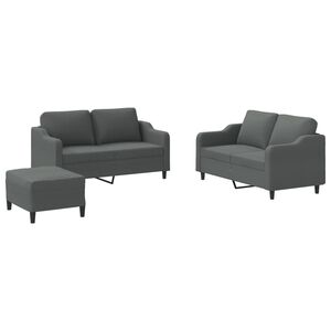 vidaXL 3 Piece Sofa Set with Cushions Dark Grey Fabric