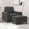 vidaXL Sofa Chair with Footstool Dark Grey 60 cm Microfibre Fabric