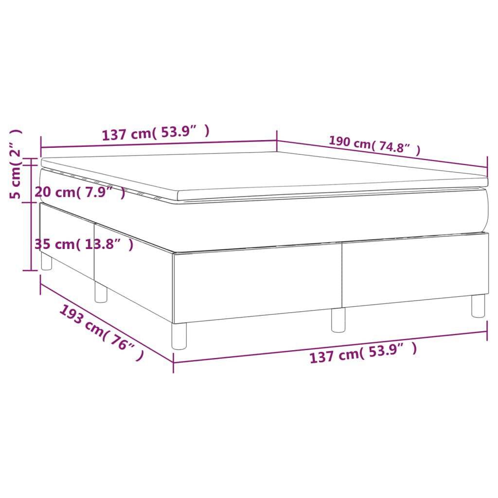vidaXL Box Spring Bed with Mattress Light Grey 137x190 cm Full Velvet