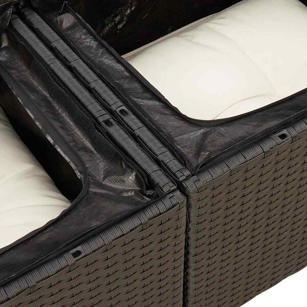 vidaXL 5 Piece Garden Sofa Set with Cushions Black Poly Rattan
