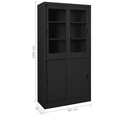 vidaXL Office Cabinet with Sliding Door Anthracite 90x40x180 cm Steel