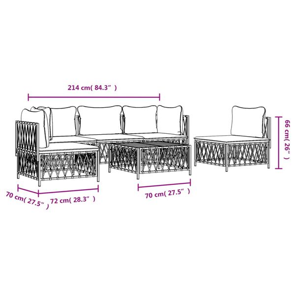 vidaXL 6 Piece Garden Lounge Set with Cushions Anthracite Steel