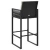 vidaXL Garden Bar Stools with Cushions 2 pcs Black Poly Rattan