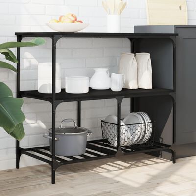 vidaXL Kitchen Trolley Black 100x50x95 cm Engineered Wood