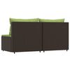 vidaXL Garden Middle Sofas with Cushions 2 pcs Brown Poly Rattan