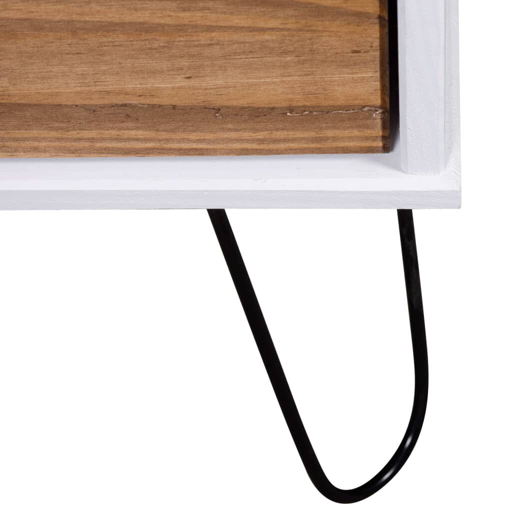 vidaXL Book Cabinet New York White and Light Wood Solid Pine Wood