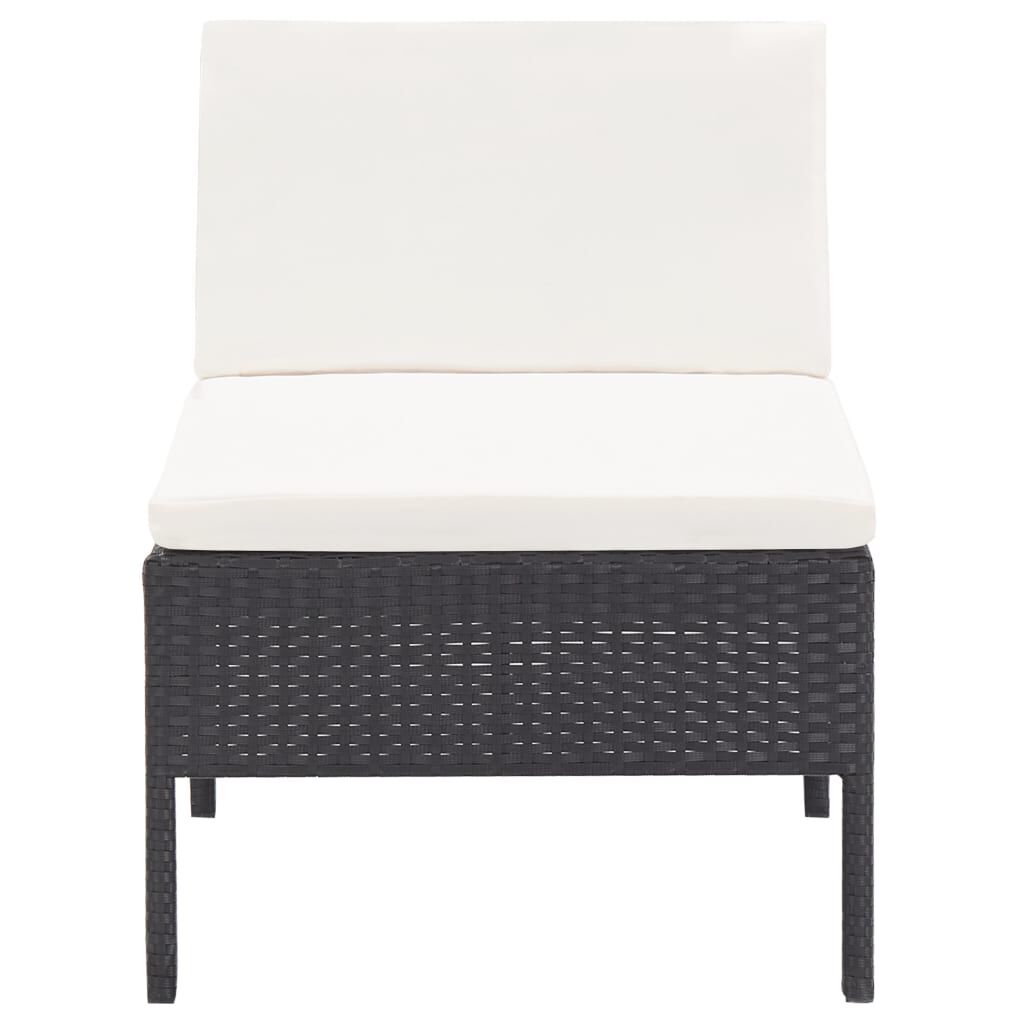 vidaXL 3 Piece Garden Lounge Set with Cushions Poly Rattan Black
