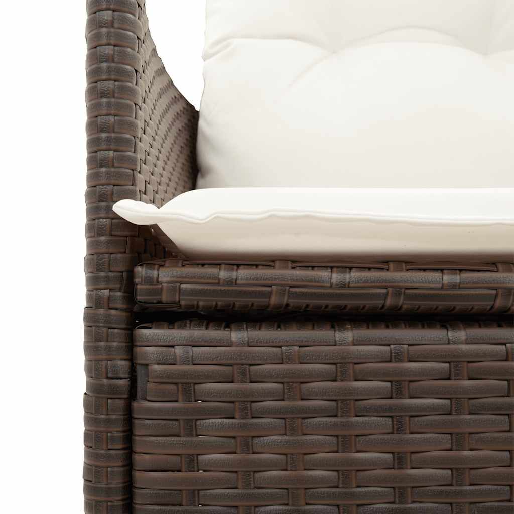 vidaXL 9 Piece Garden Dining Set with Cushions Brown Poly Rattan