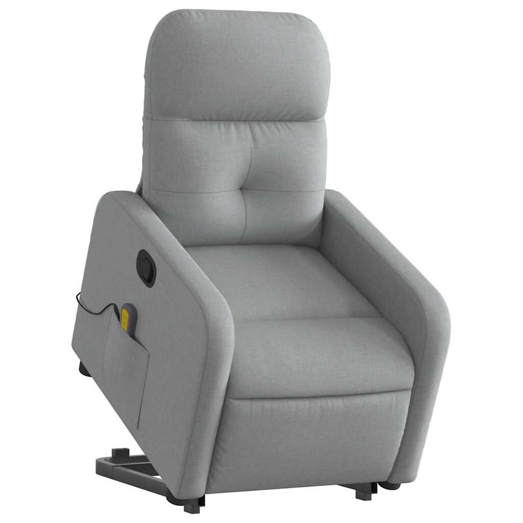 vidaXL Stand up Massage Recliner Chair Light Grey Fabric