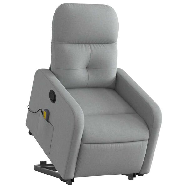 vidaXL Stand up Massage Recliner Chair Light Grey Fabric