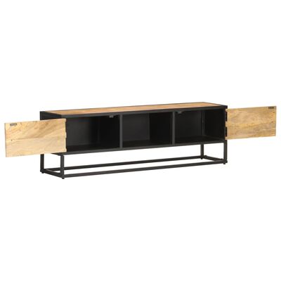 vidaXL TV Cabinet with Carved Door 130x30x40 cm Rough Mango Wood