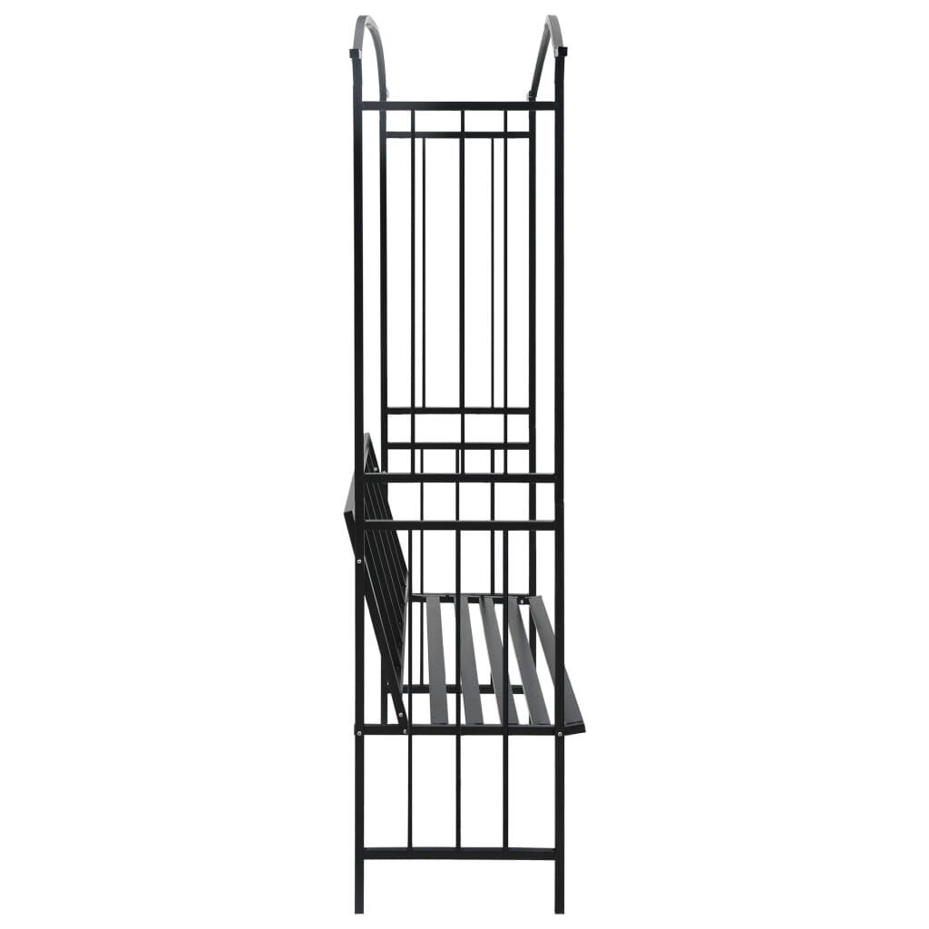vidaXL Garden Arch with Bench Black 128x50x207 cm Iron
