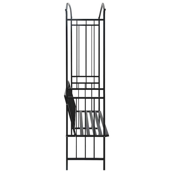 vidaXL Garden Arch with Bench Black 128x50x207 cm Iron