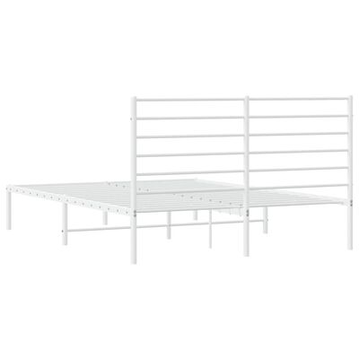 vidaXL Metal Bed Frame without Mattress with Headboard White 150x200cm