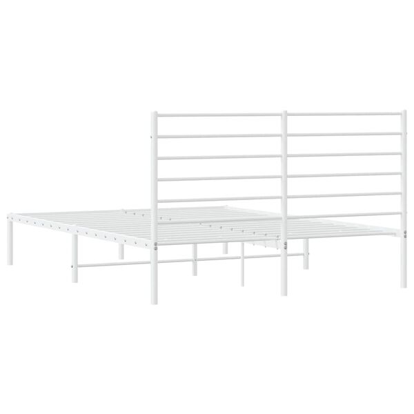 vidaXL Metal Bed Frame without Mattress with Headboard White 150x200cm