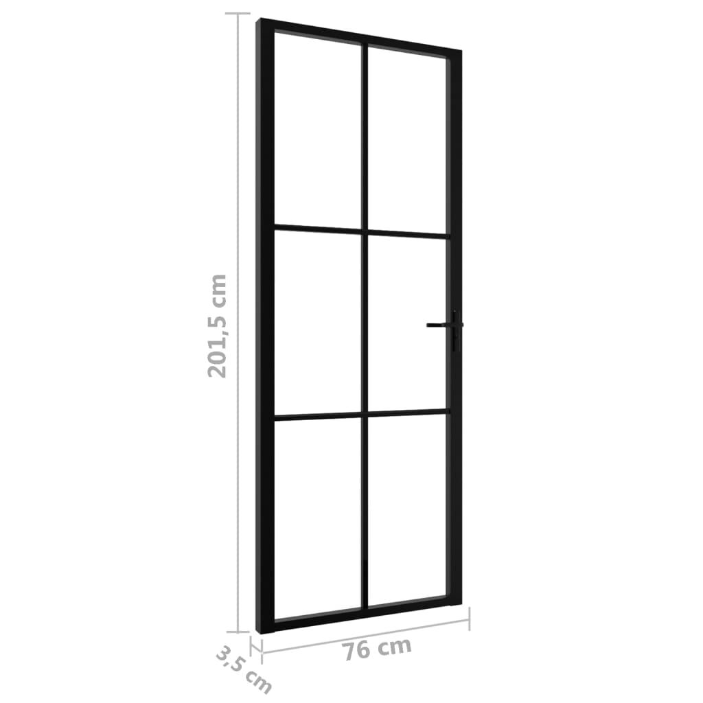 vidaXL Interior Door ESG Glass and Aluminium 76x201.5 cm Black
