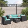 vidaXL 6 Piece Garden Lounge Set with Cushions Black Poly Rattan
