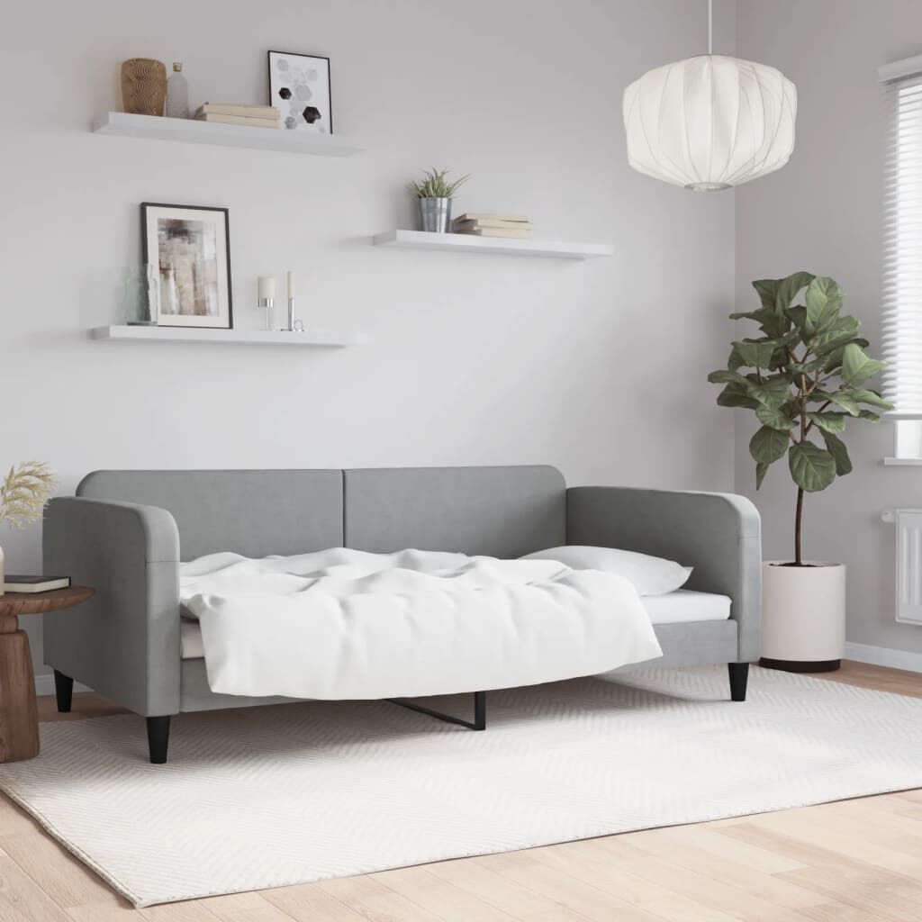 vidaXL Day Bed without Mattress Light Grey 100x190 cm Fabric