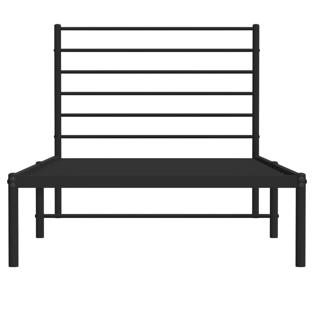 vidaXL Metal Bed Frame without Mattress with Headboard Black 100x190cm