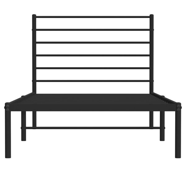 vidaXL Metal Bed Frame without Mattress with Headboard Black 100x190cm