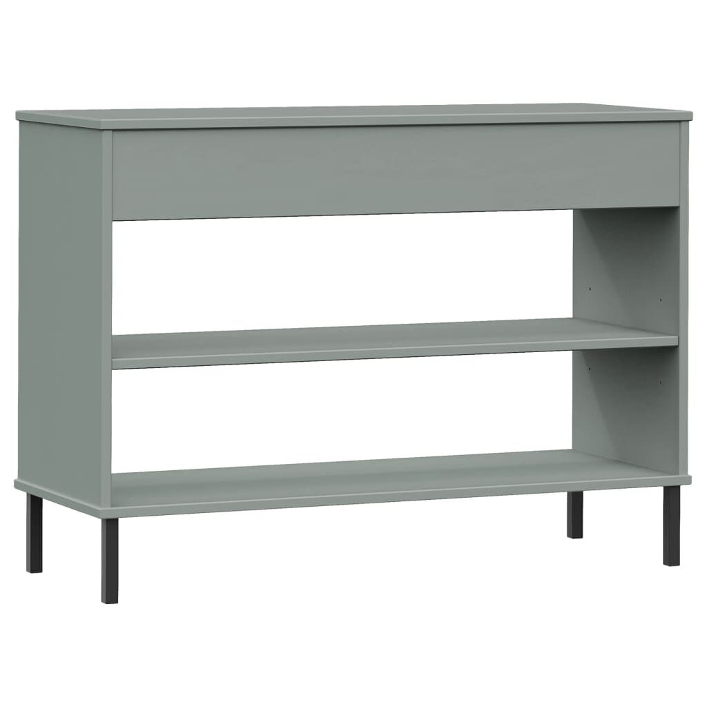 vidaXL Console Cabinet with Metal Legs Grey Solid Wood Pine OSLO