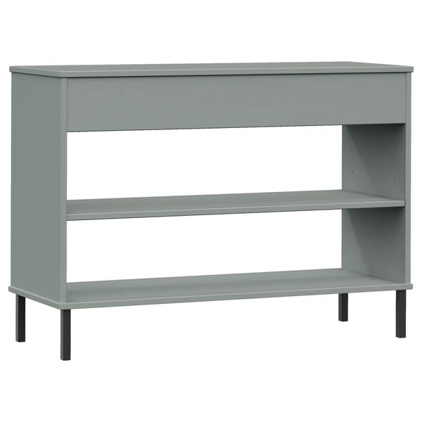 vidaXL Console Cabinet with Metal Legs Grey Solid Wood Pine OSLO