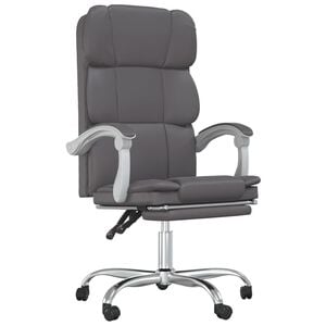 vidaXL Reclining Office Chair Grey Faux Leather