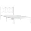 vidaXL Metal Bed Frame without Mattress with Headboard White 100x200cm