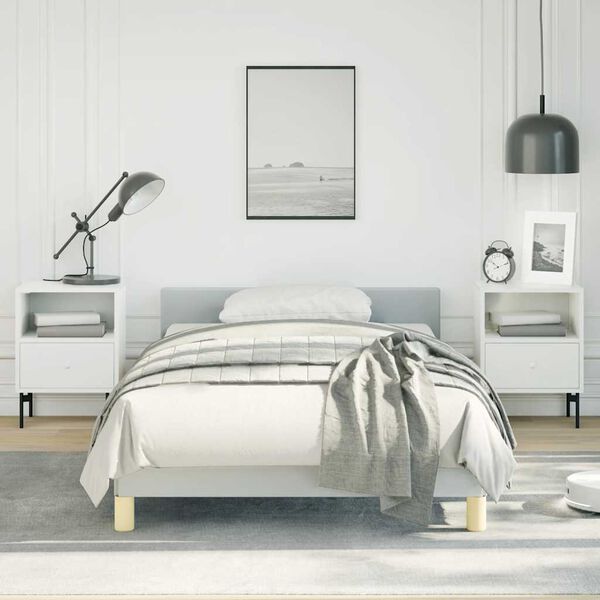 vidaXL Bed Frame without Mattress Light Grey Twin XL Fabric