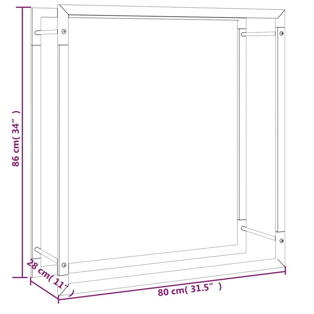 vidaXL Firewood Rack Matt Black 80x28x86 cm Steel