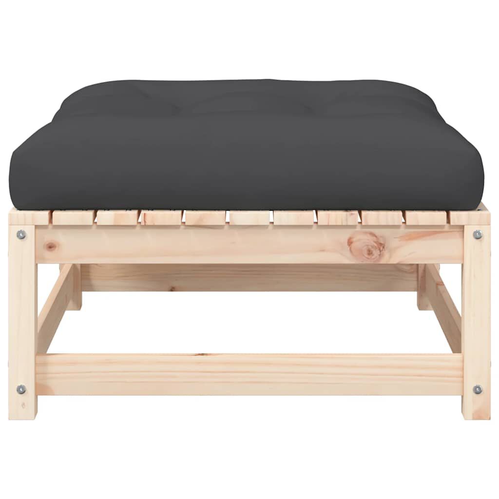 vidaXL Garden Footstool with Cushion Solid Wood Pine